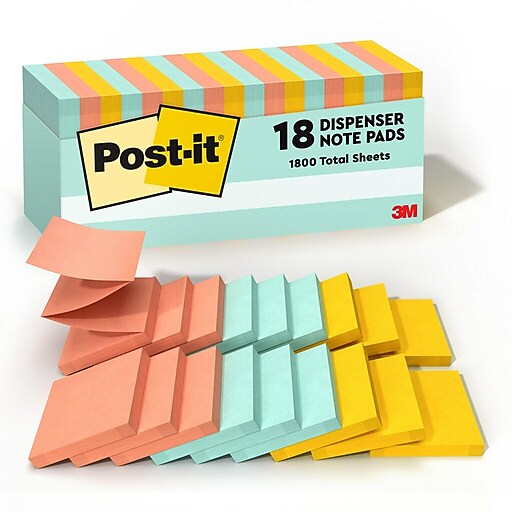 Postit Popup Notes, 3" x 3", Beachside Café Collection, 100 Sheet/Pad