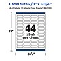 Avery Laser/Inkjet Multipurpose Labels, 1.75" x ", Glossy White, 440/Pack (94209)~#|#~210CDAD2-59F1-428A-AF83DADC69837FEE_sc7