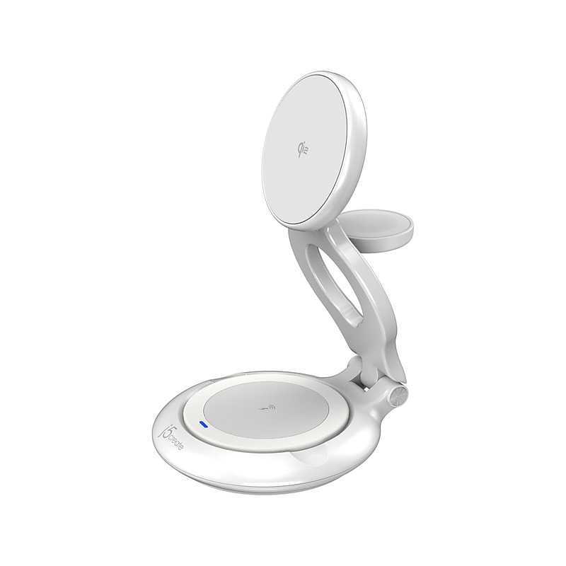 j5create Qi2 3-in-1 Magnetic Wireless Foldable Charging Station, White (JUPW3415) image 1