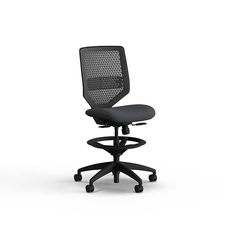 HON Solve Armless ReActiv/Vinyl Drafting Chair with Backrest and Footrest, Charcoal/Basalt (HSLVSMR.Y1.N.H.0S.SX23.BL.SB.T) image 1