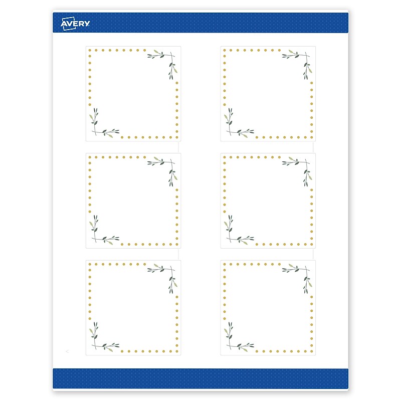 Avery Laser/Inkjet Square Multipurpose Labels, 3" x 3", White, 60/Pack (S00DN6) image 1