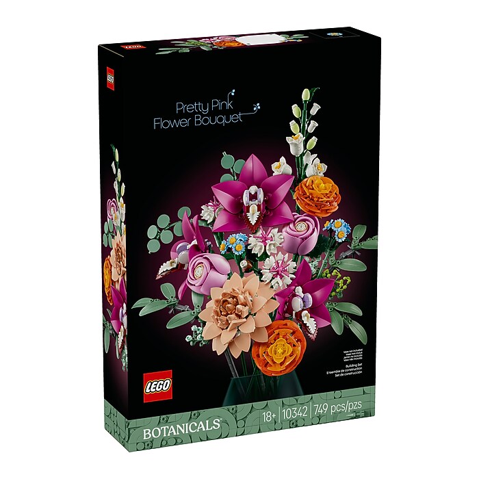 LEGO Botanicals Pretty Pink Flower Bouquet, 749 Pieces (10342