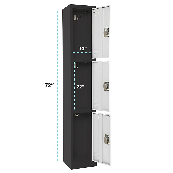 AdirOffice 72'' 3-Tier Black and White Storage Locker (ADI629-203