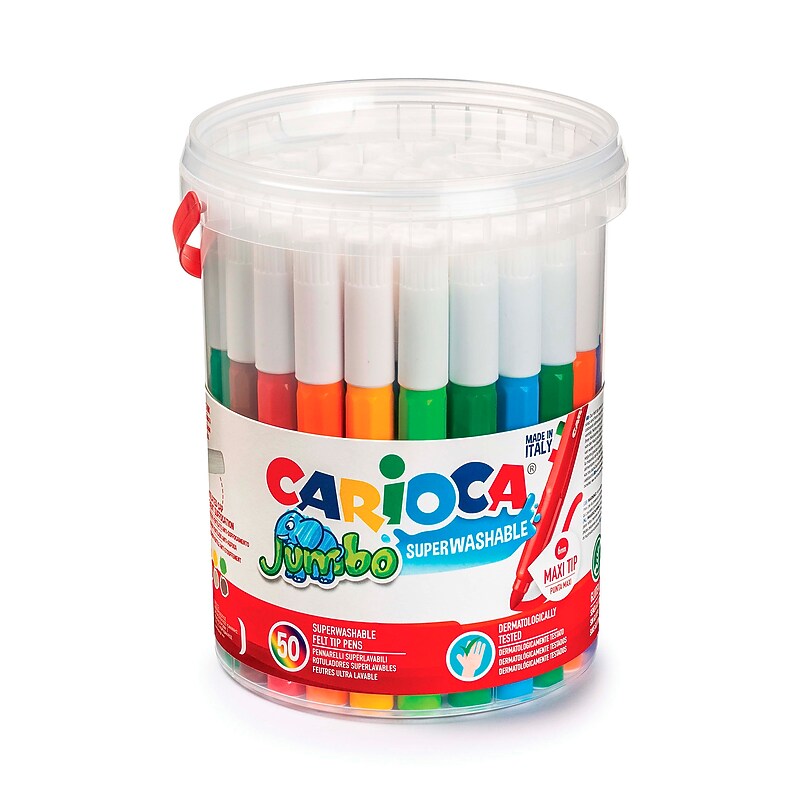 CARIOCA Jumbo Washable Kids Markers, Bullet Tip, Assorted Colors, 50/Set (CRA42312) image 1