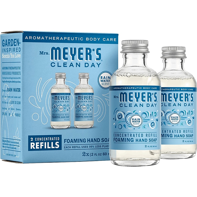 Mrs. Meyer's Clean Day Foaming Hand Soap Refill, Rain Water Scent, 2 Fl. Oz., 2/Pack (355609) image 1