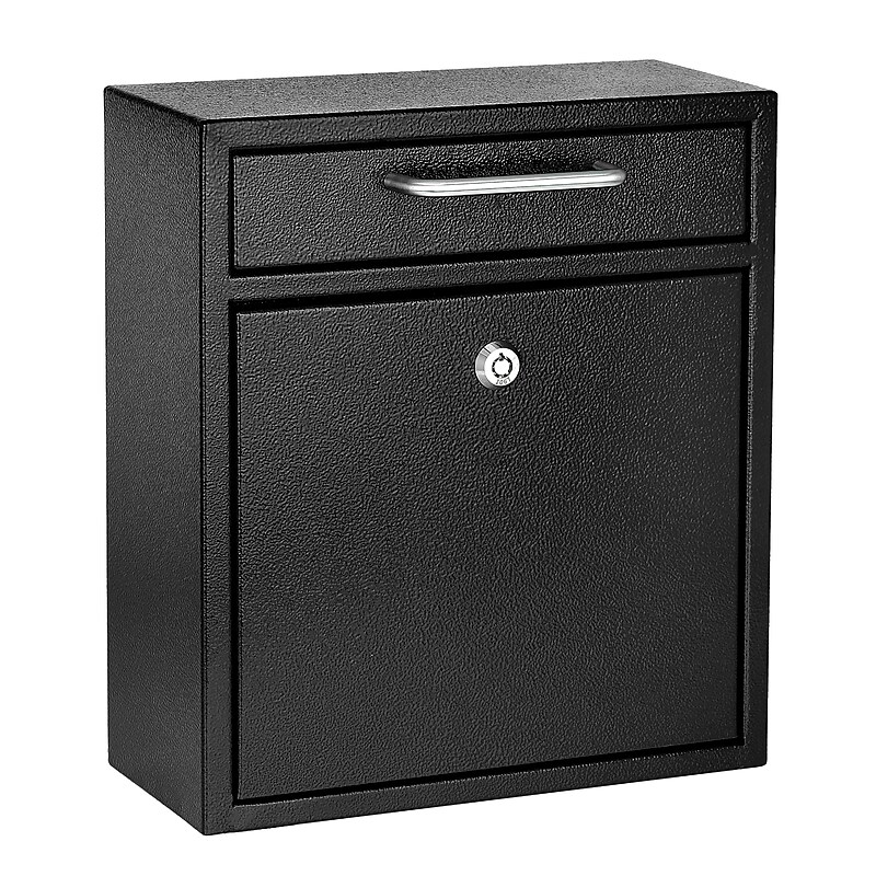 AdirOffice Steel Ultimate Locking Wall Mounted Drop Box Interoffice Mailbox, Medium, Black (631-05-BLK-PKG) image 1