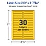 Avery Rectangle Laser/Inkjet Multipurpose Labels, 2/3" x 3-7/16", Bright Yellow (300/Pack)~#|#~214310BE-CF9E-4E09-9718394108CAA389_sc7