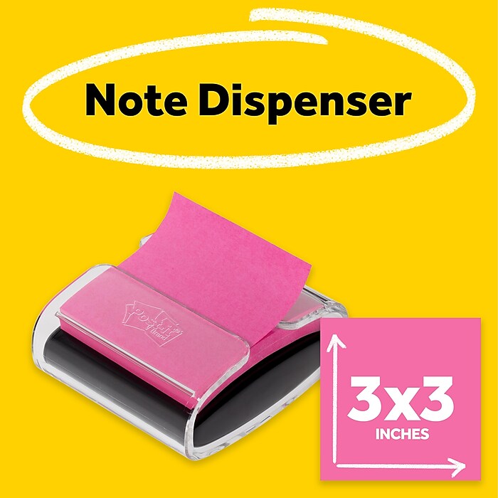 Post-it Clear Top Pop-up Note Dispenser For 3x3 Self-Stick Notes - Black/Clear