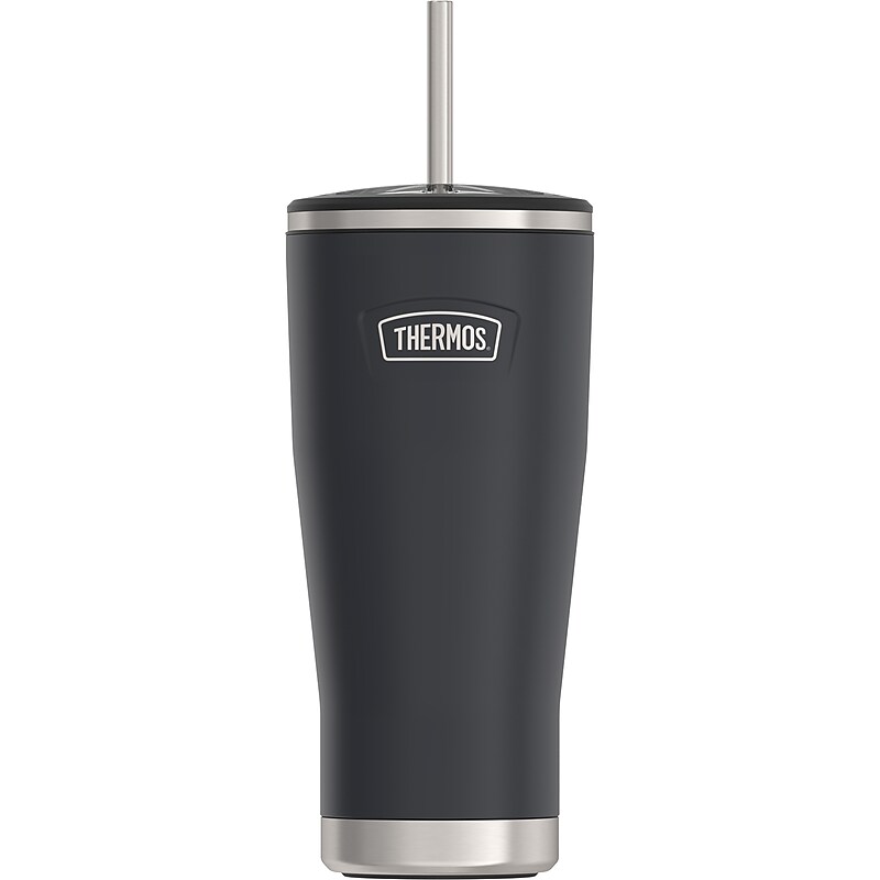 Thermos Icon Stainless Steel Vacuum Insulated Cold Tumbler with Straw, 24 oz., Granite (EAIS1112GT4) image 1