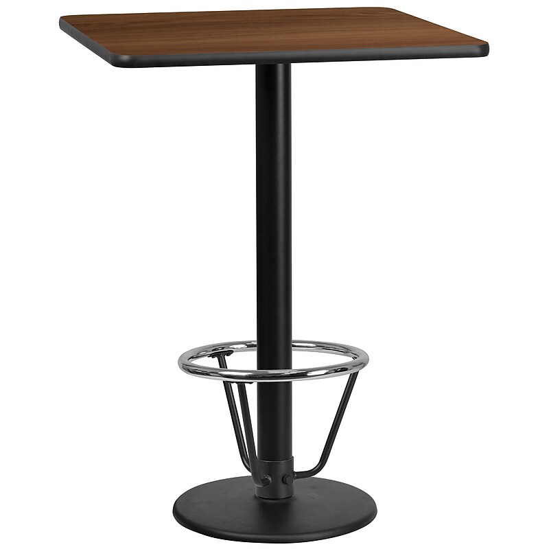 Flash Furniture Square Laminate Table Top with Round Base, 30" x 30", Walnut (XUWA3030TR18B3F) image 1