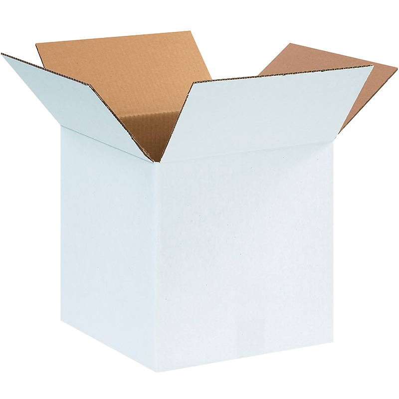 12" x 12" x 12" Corrugated White Boxes, 25/Bundle (BS121212WX) image 1