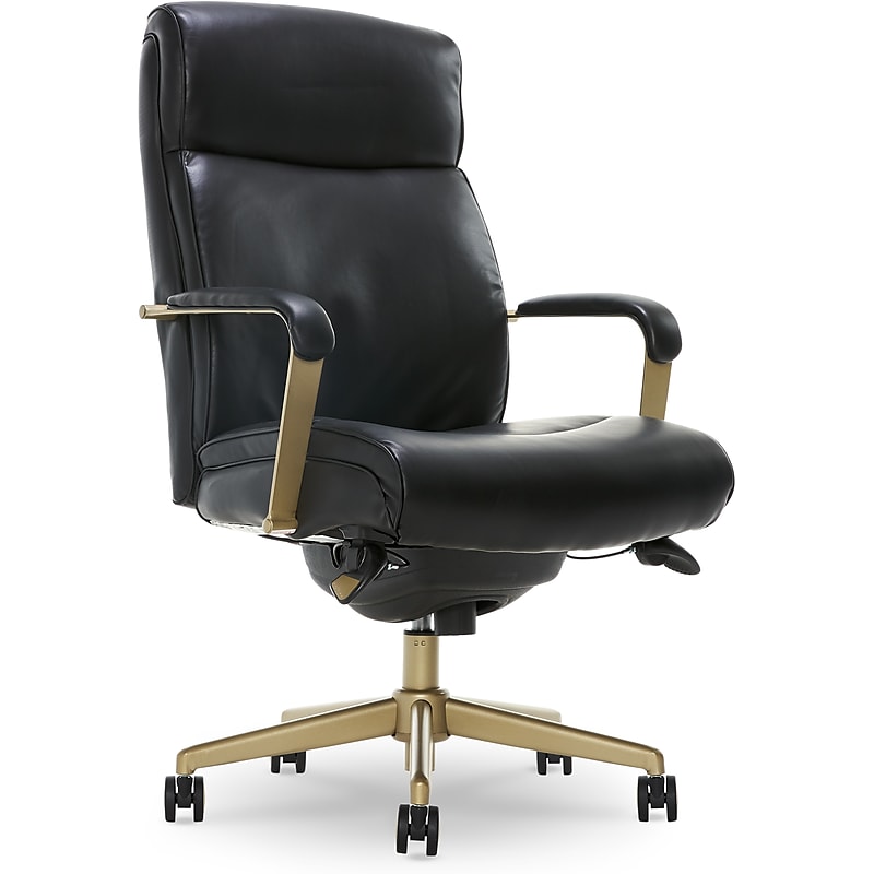 La-Z-Boy Melrose Ergonomic Bonded Leather Swivel Executive Chair, Black (CHR10084A) image 1