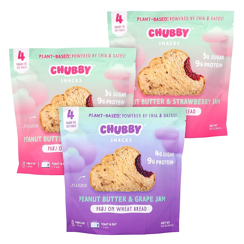 Chubby Snacks Peanut Butter & Jam Sandwich Variety, 10.6 oz, 12/Pack (600-04139) image 1