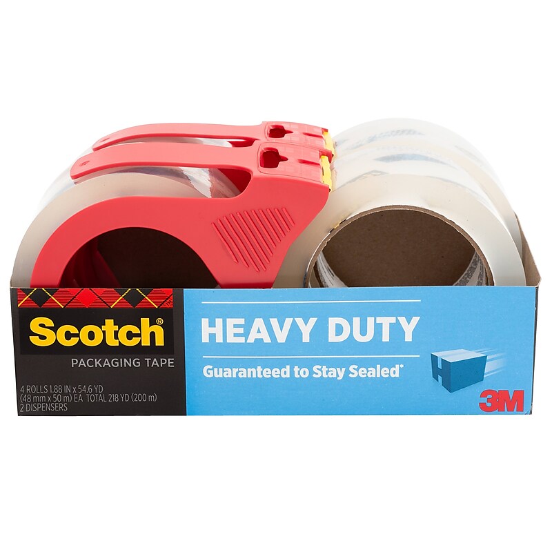 Scotch Heavy Duty Packing Tape with Dispenser, 1.88" x 54.6 yds., Clear, 4/Pack (3850-4-2RD) image 1