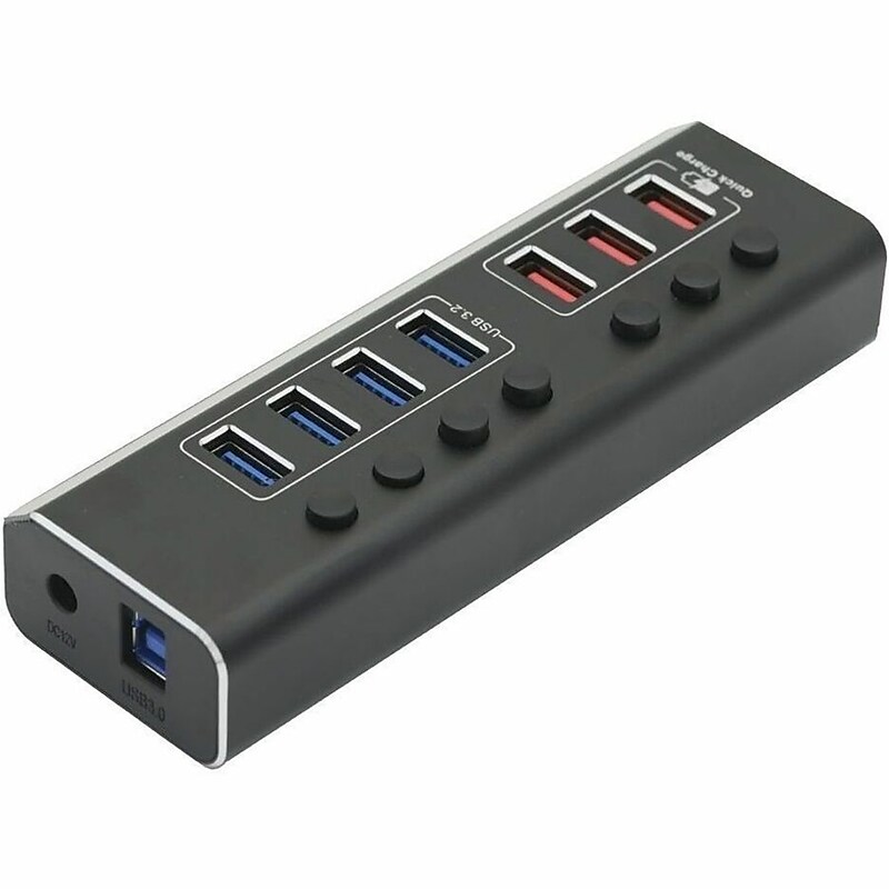 4XEM 7-Port USB-A 3.2 Gen 1 Data Hub, Black (4XUSBAHUB7PDTAA) image 1