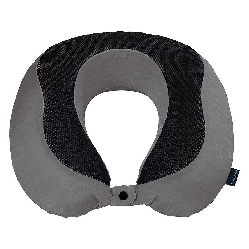 Brookstone Memory Foam Fabric Travel Pillow, Gray/Black (BNPM0007) image 1