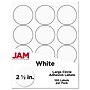 JAM Paper Laser/Inkjet Round Shipping Labels, 2.5" Dia, White, 120/Pack (2147615066)~#|#~21756688-E75C-4525-BDC696CEA082DD7A_sc7