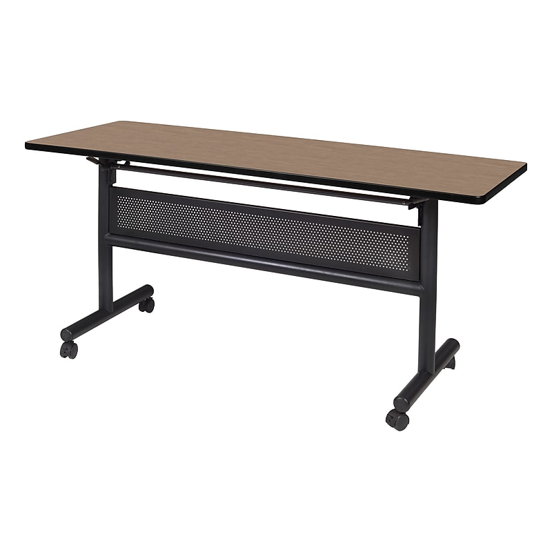 Regency Kobe Flip Top 60"W x 24"D Rectangular Training Room Table, Laminate, With Wheels, Noble Oak (MKFTM6024NO) image 1