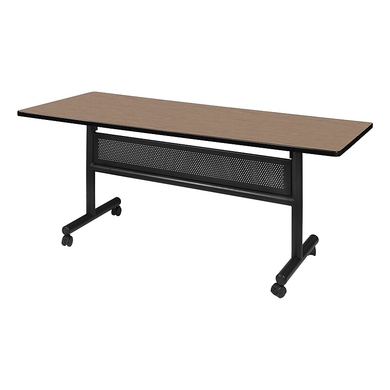 Regency Kobe Flip Top 60"W x 30"D Rectangular Training Room Table, Laminate, With Wheels, Noble Oak (MKFTM6030NO) image 1