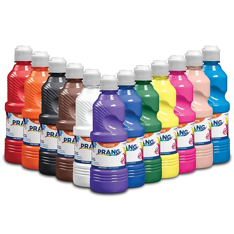 Prang Ready-To-Use Washable Tempera Paint, Assorted Colors, 16 oz., 12/Carton (21696) image 1