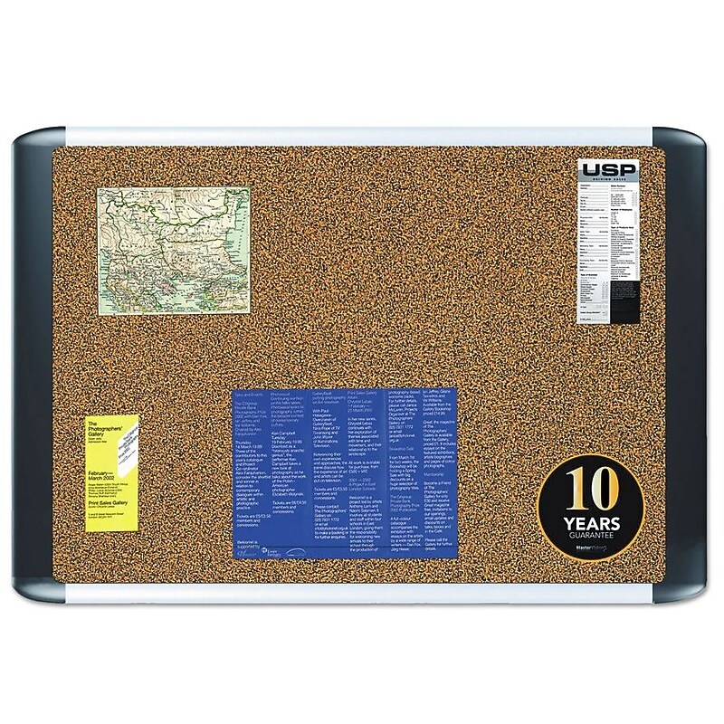 MasterVision Tech Cork Board, 72" x 48", Tan Surface, Silver/Black Aluminum Frame (BVCMVI270501) image 1