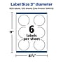 Avery Laser/Inkjet Round Multipurpose Labels, 3" Dia., White, 600 Labels/Box (94513)~#|#~2183BE3E-1E28-4324-923C7E5E1B65506C_sc7