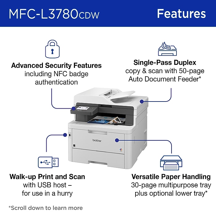 Brother MFCL3780CDW Refurbished Wireless Color All-In-One Laser