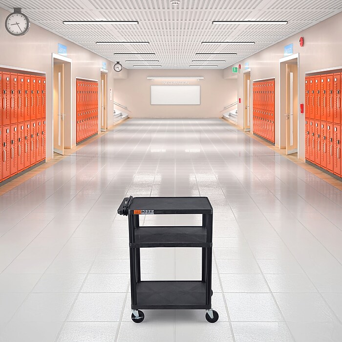 Luxor ENDURA AV 3-Shelf Media Utility Cart with Electric Power