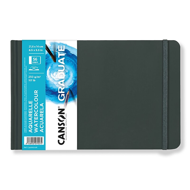 Canson Graduate 8.5" x 5.5" Hard Bound Watercolor Art Book, 28 Sheets/Book, 5 Books/Bundle (MCX31200L028-5) image 1