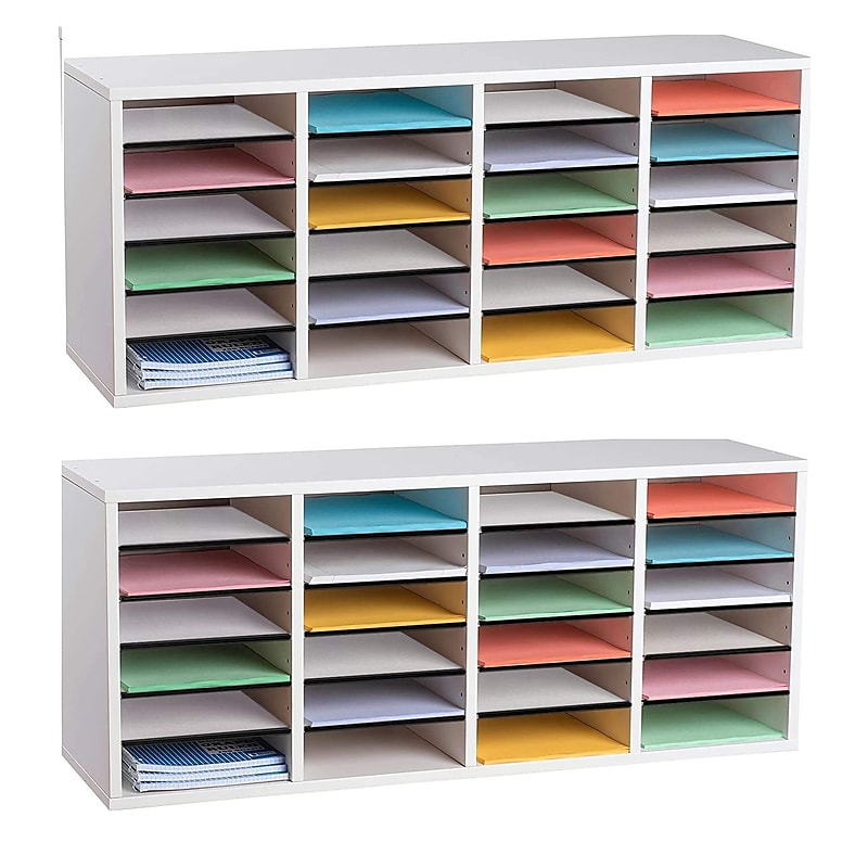 AdirOffice 500 Series 24-Compartment Literature Organizers, 39.3" x 11.8", White, 2/Pack (500-24-WHI-2PK) image 1
