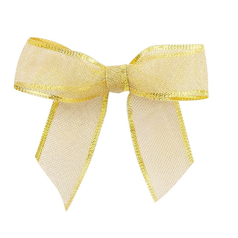 JAM Paper Metallic Bows, Gold Mesh, 100/Pack (52640349260) image 1
