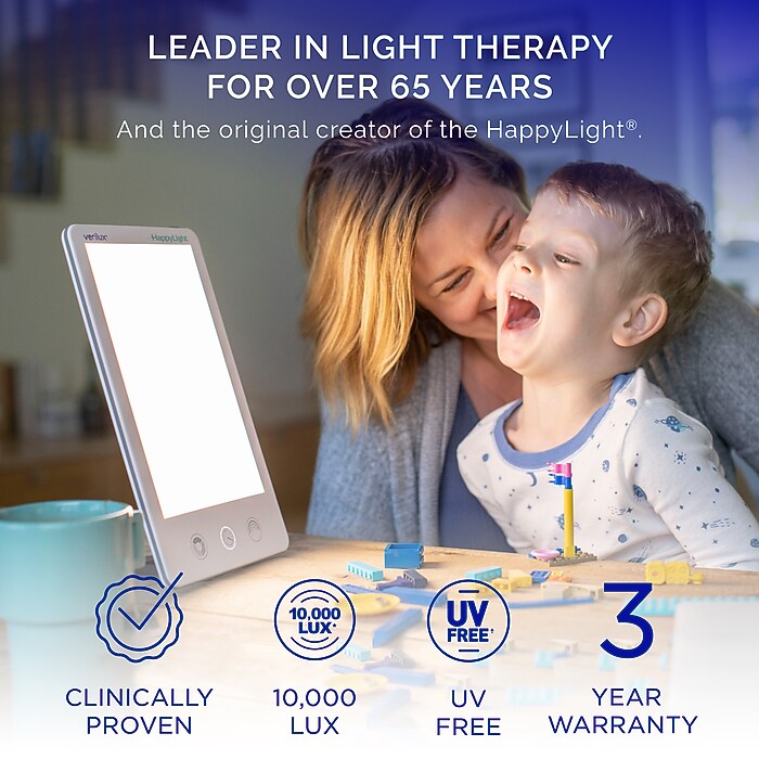 Verilux HappyLight Luxe Light Therapy Lamp, White (VT43WW3) | Staples