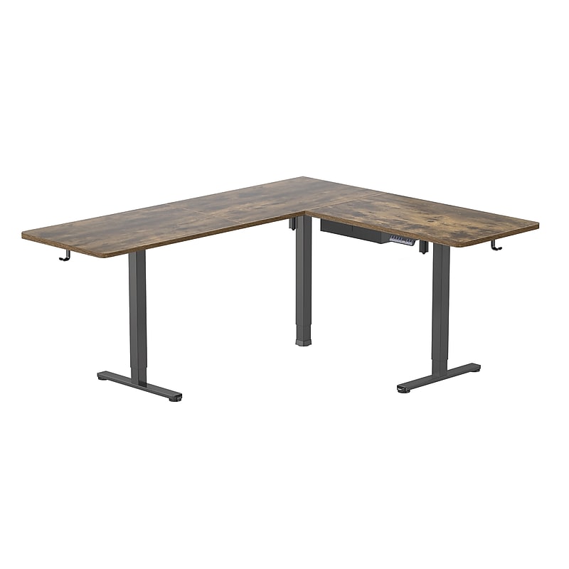 Mount-It! XL 75"W Electric Corner Adjustable Standing Desk, Brown/Black (MI-15025) image 1
