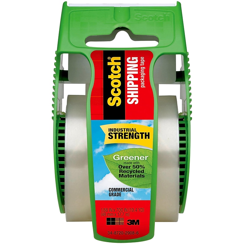 Scotch Greener Commercial Grade Packaging Tape with Dispenser, 1.88" x 19.4 yds., Clear (175G) image 1