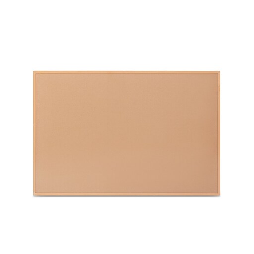 Staples Standard Durable Cork Bulletin Board, Oak Frame, 6'W x 4'H