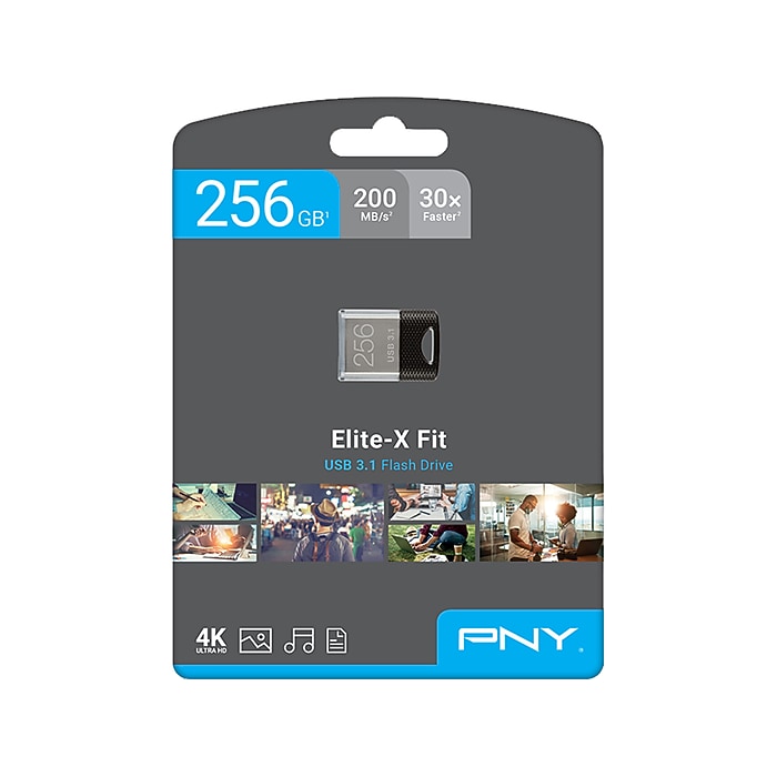 PNY Elite-X Fit 256GB USB Type-A Flash Drive, Black (P