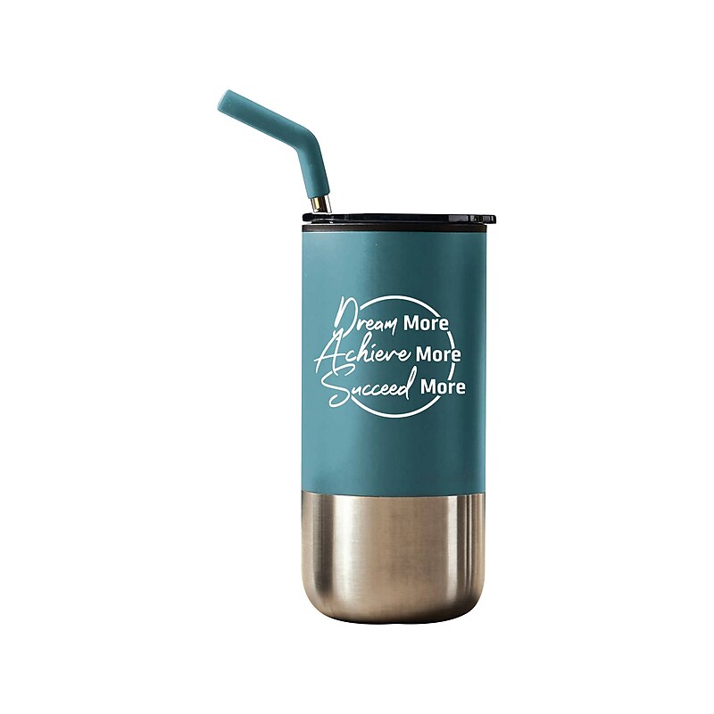 Baudville Tahoe Succeed More Travel Tumbler, Teal/Stainless Steel, 16 oz. (93139) image 1