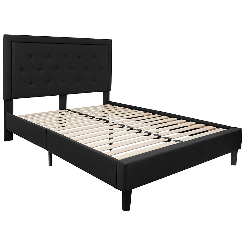 Flash Furniture Roxbury Tufted Upholstered Platform Bed in Black Fabric, Queen (SLBK5QBK) image 1