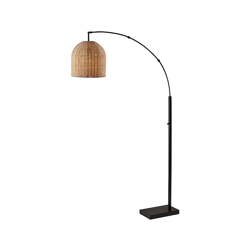 Adesso Bahama 80" Dark Bronze Floor Lamp with Dome Rattan Shade (4333-26) image 1