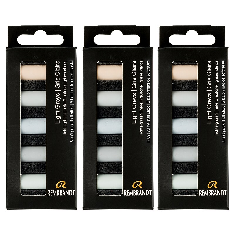 Rembrandt Soft Half Stick Pastel Micro Light Grays Set, 5/Set, 3/Bundle (RBX31820515-3) image 1