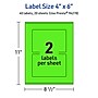 Avery Laser/Inkjet Multipurpose Rectangle Labels, 4" x 6", Neon Green, 40/Pack (94278)~#|#~21DFDC85-014B-409C-92FE6EE6E27C83C3_sc7