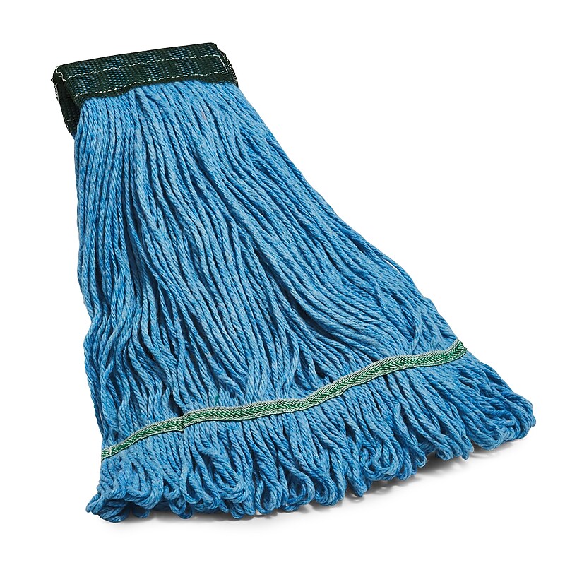 Coastwide Professional™ Looped-End Wet Mop Head, Medium, Recycled Blend, 5" Headband, Blue (CW57751) image 1