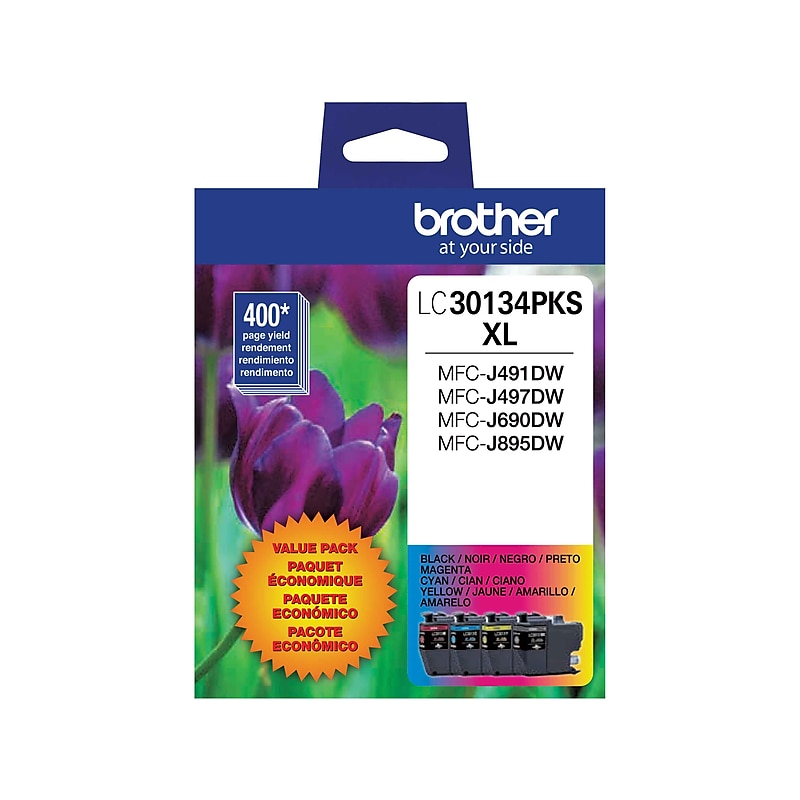 Brother LC30134PKS XL Black/Cyan/Magenta/Yellow High Yield Ink Cartridges, 4/Pack image 1