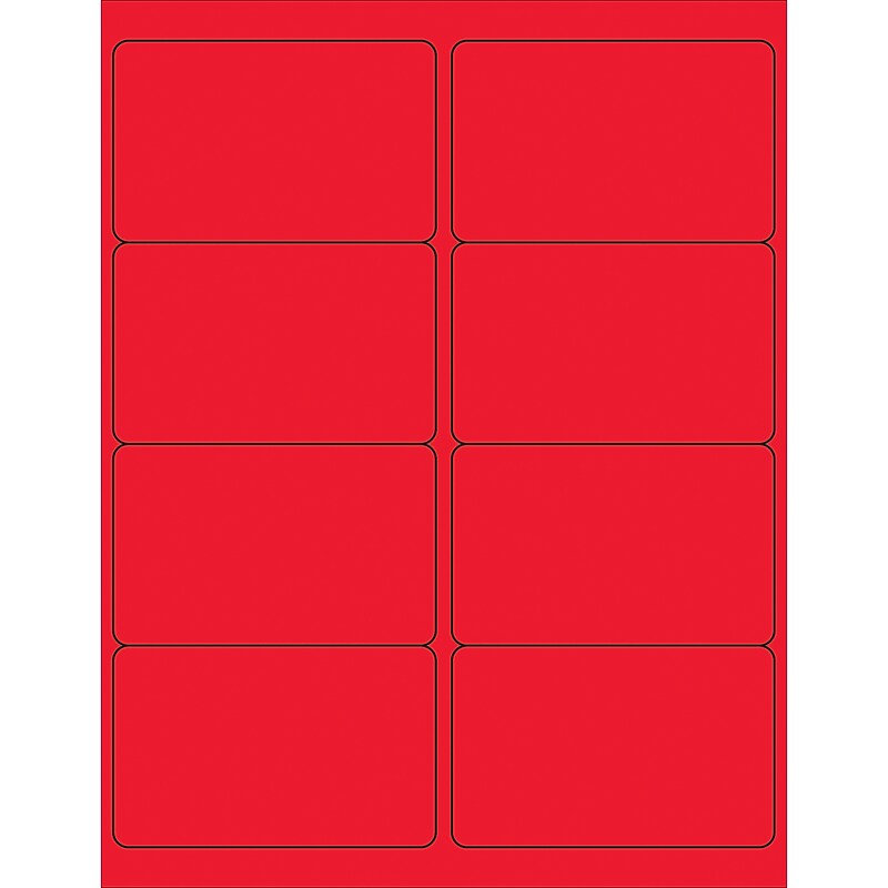 Tape Logic Rectangle Laser Labels, 4" x 2 1/2", Fluorescent Red, 800/Case (LL179RD) image 1