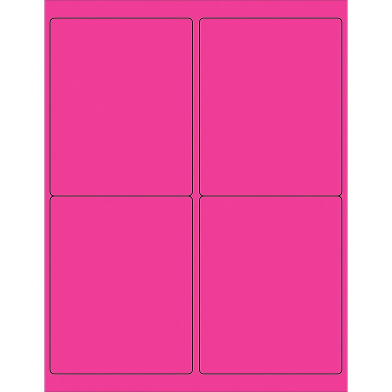 Tape Logic Rectangle Laser Labels, 4" x 5", Fluorescent Pink, 400/Case (LL181PK) image 1