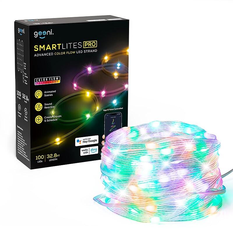 GEENI Smartlites Pro Advanced Color Flow 32.8' LED Strand/Fairy Lights (GN-DW010-999) image 1
