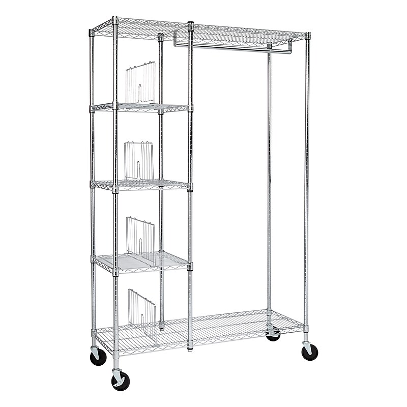 Honey-Can-Do Rolling Closet with Garment Bar and Shelves, 18"W, Chrome (SHF-01567) image 1