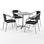 Flash Furniture Lila Indoor-Outdoor Table Set with 4 Chairs, 27.5" x 27.5", Aluminum/Black (TLH28SQ020BKCH4)~#|#~221E3AE5-2697-4BB0-9BB88C3F6B56CCCD_sc7