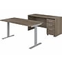 Bush Business Furniture Studio C 60"W Electric Height Adjustable Standing Desk w/ Credenza & File, Modern Hickory (STC017MHSUFA)~#|#~2223EFAD-57FE-4370-9622108D04C63B4C_sc7