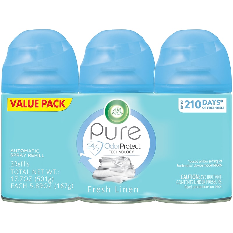 Air Wick Pure Freshmatic Ultra Air Freshener Spray Triple Refill, Fresh Linen Scent, 5.89 Oz., 3/Pack (02404) image 1